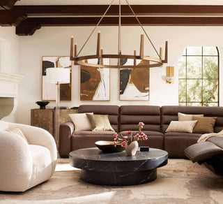 Modern Textured Cast Brass Round Chandelier