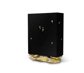 Luxury Marble Storage Cabinet with Brass Base, Hidden Shelves & Designer Storage