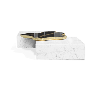 Luxury Black & White Coffee Table with Sculptural Design & High Gloss Finish