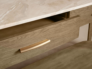Danny Oak Wood Console Table | Marble Top Entryway Hallway Storage Cabinet
