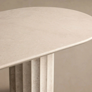 Danae Stone Dining Table (Marble Pedestal Base): Elegant Light Luxury Dining Room Table