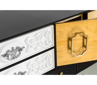 Luxury Patchwork Wood Sideboard Buffet Cabinet with Hidden Storage