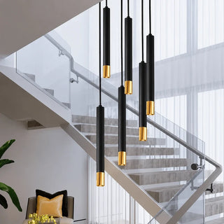 Linea Black & Gold LED Tube Chandelier