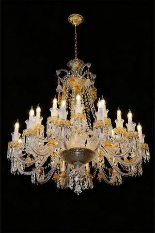 Duplicated 24 Lights Clear & Amber Baccarat Crystal Lighting Chandelier