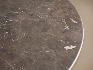 Saint Germain Round Marble Top Dining Table with Wood Dauphine