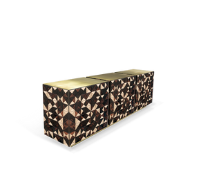 Luxury Anodized Metal Sideboard Cabinet with Pixel-Inspired Design & Hidden Storage