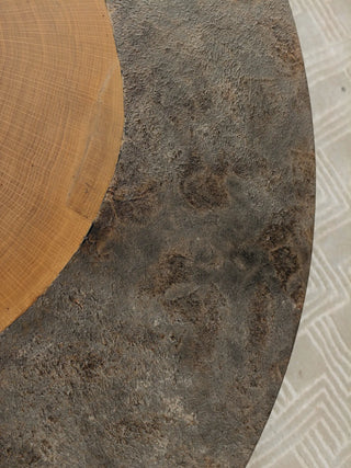 Acacius Round Coffee Table Yukas Wood Cocktail Table Sofa Industrial Center Tea Table