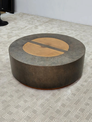 Acacius Round Coffee Table Yukas Wood Cocktail Table Sofa Industrial Center Tea Table