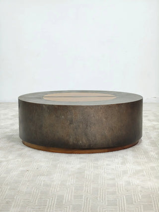 Acacius Round Coffee Table Yukas Wood Cocktail Table Sofa Industrial Center Tea Table