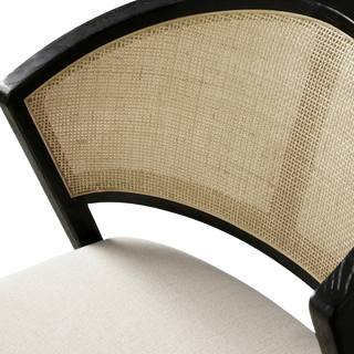 Aimee Oak Wood Dining Side Chair Faux Rattan Cane Back Dining Chair Midcentury Living Room Chairs with Upholstered
