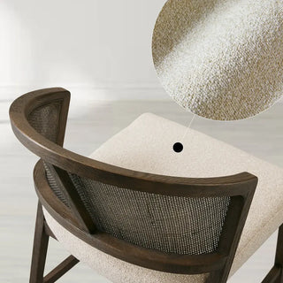 Aimee Oak Wood Dining Side Chair Faux Rattan Cane Back Dining Chair Midcentury Living Room Chairs with Upholstered
