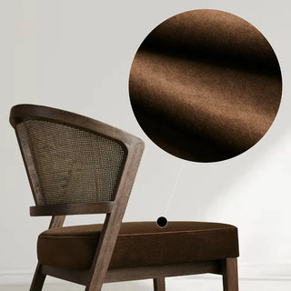 Aimee Oak Wood Dining Side Chair Faux Rattan Cane Back Dining Chair Midcentury Living Room Chairs with Upholstered