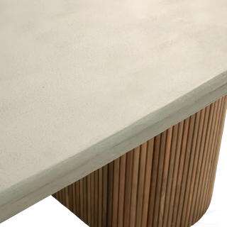 Alesso Reeded Reclaimed Teak Outdoor Dining Table | Weather-Resistant Concrete Composite Top