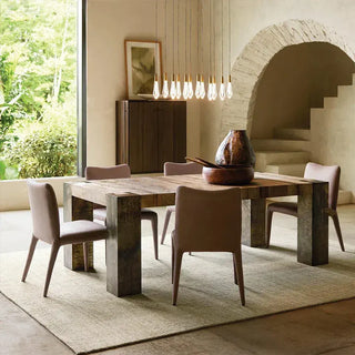 Telluride Rectangle Dining Table (Mexican Oak, Oxidized Steel Base)