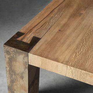 Telluride Rectangle Dining Table (Mexican Oak, Oxidized Steel Base)