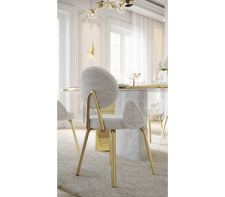 Althea Bouclé Sculptural Polished Gold Luxury Dining Chair