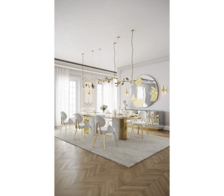 Althea Bouclé Sculptural Polished Gold Luxury Dining Chair