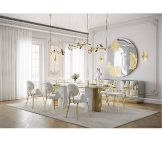 Althea Bouclé Sculptural Polished Gold Luxury Dining Chair