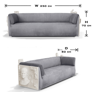 Luxury Versailles Inspired Sofa with Sculpted Resin Wood Frame, Velvet Pillows & Acrylic Legs
