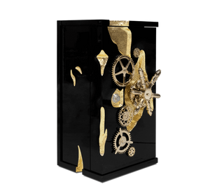 Luxury Collectible Vault Safe with Gold-Plated Finish & Secret Dial Lock System