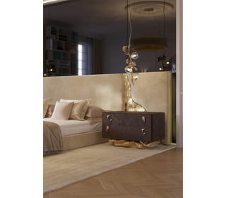 Angra Walnut Root Organic Gold Base Luxury Nightstand