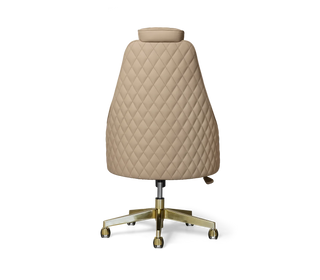 Atlas Diamond Stitch Leather Executive Office Chair with Brass Base