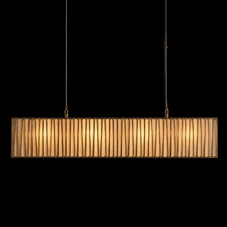 Arica Rectangular Chandelier Alabaster Stone Linear Pendant Light for Dining Room
