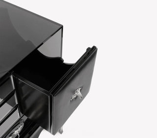 Brooklyn Baroque High Gloss Black Luxury Bedside Nightstand