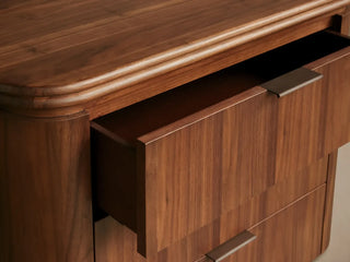 Caden Wood Nightstand 3-Drawer Soft-Close Glides Antique Bronze Hardware