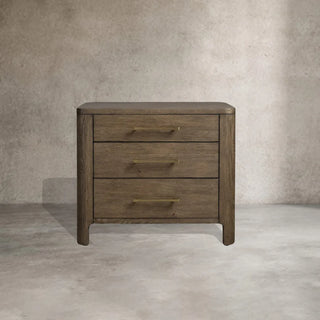 Calista Closed Oak Nightstand Two-Drawer Chest Wood Night Side Table Bedside