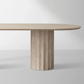 Danae Stone Dining Table (Marble Pedestal Base): Elegant Light Luxury Dining Room Table