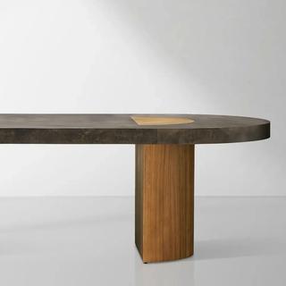 Yukas Reclaimed Acacia Wood Oval Dining Table | Luxury Organic Modern Dining Room Table