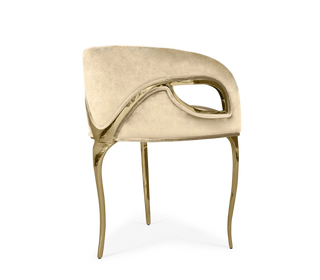 Chandra Cutout Gloss Brass Velvet Chair