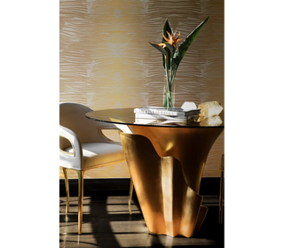 Chandra Cutout Polished Brass Velvet Dining Chair