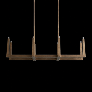 Modern Textured Cast Brass Linear Chandelier