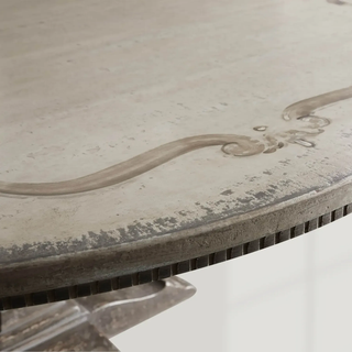 Serra Ribbon Poplar Wood Round Dining Table: Retro Casual-Style Dining Room Meal Table