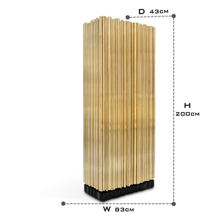 Luxury Curio Cabinet with Brass Tube Design, Glass Shelves & Hidden Storage