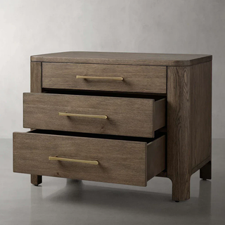 Calista Closed Oak Nightstand Two-Drawer Chest Wood Night Side Table Bedside