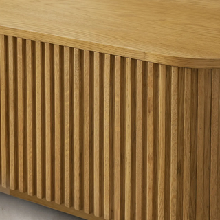 Finley Wood Coffee Table: Minimalist Fluted Rectangular Wood Coffee Table