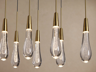 Modern Raindrop Seeded Glass LED Linear Chandelier