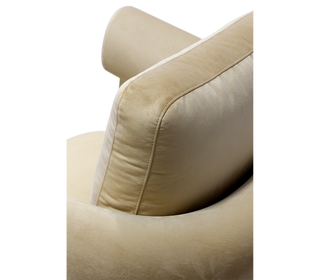 Luxury Sculptural Armchair with Polished Hammered Brass Legs & Curved Upholstery Design