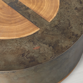 Acacius Round Coffee Table Yukas Wood Cocktail Table Sofa Industrial Center Tea Table