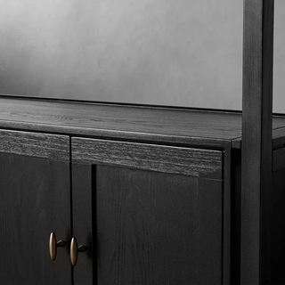 Brock Dark Twilight Finish Bookcase - Solid Ash Wood Mid-Century Modern Storage
