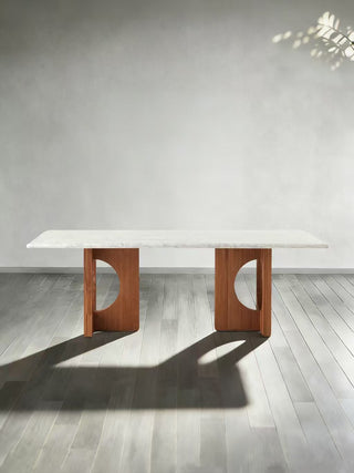 Elliot Dining Table (Italian Carrara Marble, Solid Oak Base)