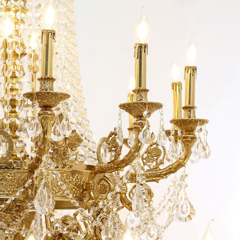 51X67 Inch 42 Lights Big French Empire Brass and Crystal Chandelier for Foyer