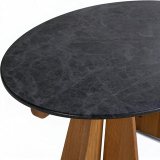 Pinna Oval Marble Dining Table with Wood Base, 75"–90"