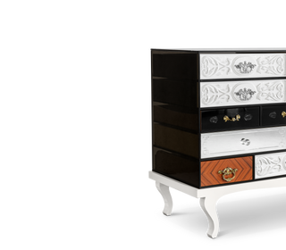 Luxury Patchwork Wood Sideboard Buffet Cabinet with Hidden Storage