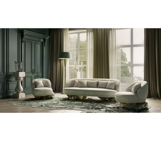 Luxury Sculptural Sofa with Polished Hammered Brass Base & Organic Curved Design