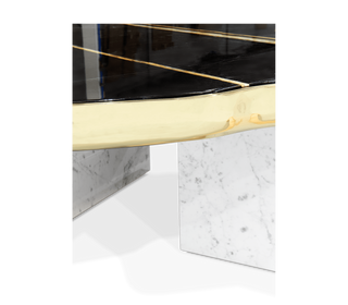 Luxury Black & White Coffee Table with Sculptural Design & High Gloss Finish