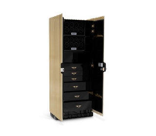 Luxury Watch Winder Safe with Gold-Plated Brass Design & Custom Jewelry Storage System